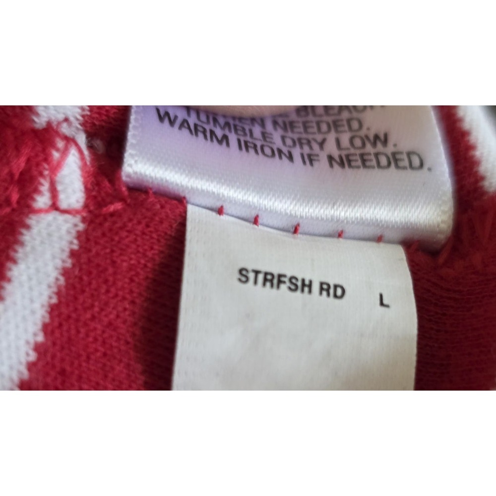 Croft & Barrow T Shirt Womens L Red White Striped Sequin Starfish Coastal - Picture 8 of 10